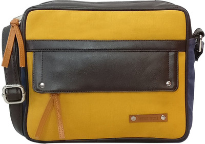 

Lemon Trunk Women Yellow, Blue, Brown Canvas, PU Sling Bag, Blue;brown;yellow