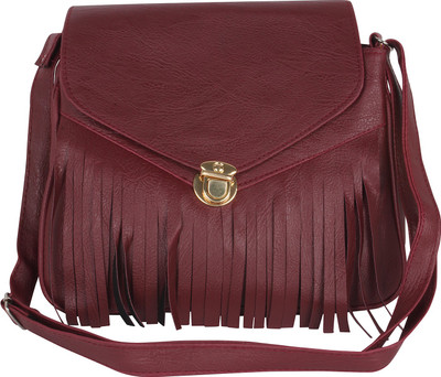 

Pink Rose Women Casual Maroon PU Sling Bag