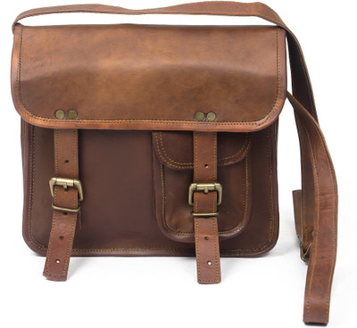 

Pranjals House Men & Women Casual Brown Genuine Leather Messenger Bag