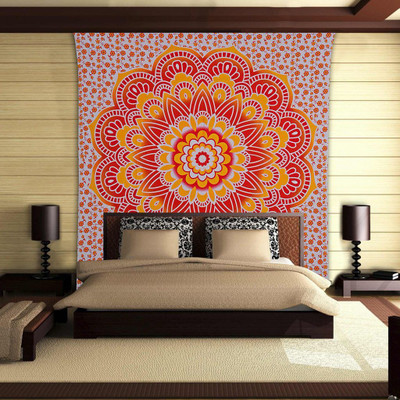 Stylo Culture Mandala Living Room Tapestry(Orange)