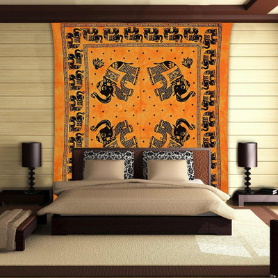 Stylo Culture Mandala Living Room Tapestry(Orange)