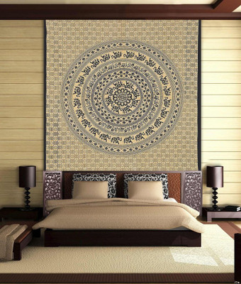 Stylo Culture Mandala Living Room Tapestry(Yellow)