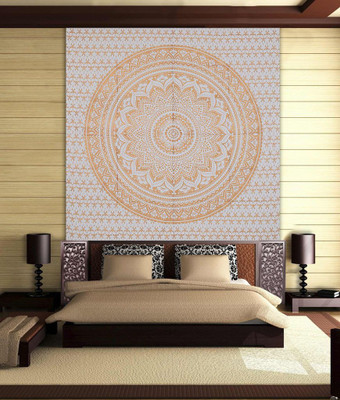 Stylo Culture Mandala Living Room Tapestry(Gold)