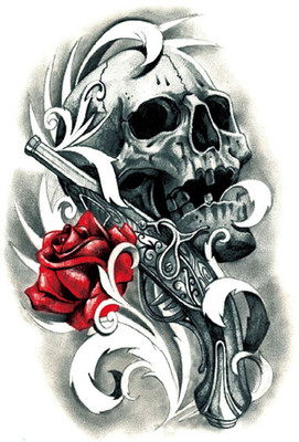 

Savii Arm Hand Wrist Tattoo(Skull Rose Design)