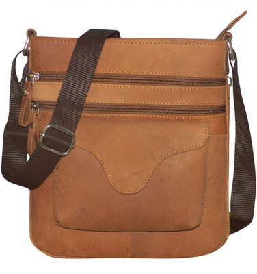 

Kan Hunter Leather Crossbody Bag/Travel Pouch/Sling Bag for Men & Women 7 L Backpack(Tan)