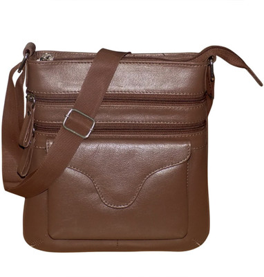 

Kan Genuine Leather Travel Bag/Messenger Bag/Travel Pouch/Sling Bag for Men & Women Small Travel Bag - Medium(Brown)