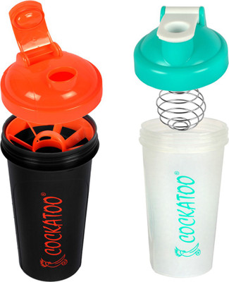 

COCKATOO Endurance & Fuel Gym Sipper 700 ml Shaker(Pack of 2, Multicolor)
