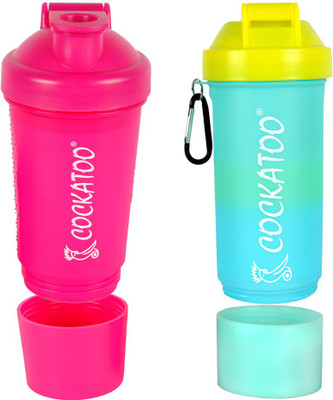 

COCKATOO Shaper & Energetic Gym Sipper 500 ml Shaker(Pack of 2, Multicolor)