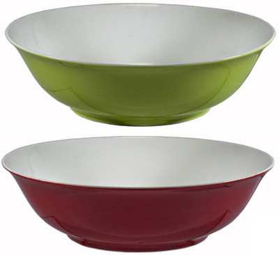 

La Platina Porcelain Bowl Set(Green, Red, Pack of 2)