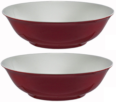 

La Platina Color Bowl 2 Pcs Set Porcelain Bowl Set(Red)