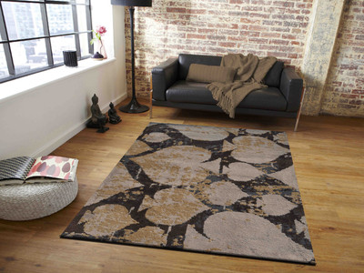 PRESTO BAZAAR Brown, Black, Beige Polyester Area Rug(3 ft,  X 5 ft, Rectangle)