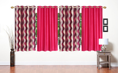 

Stella Creations 154 cm (5 ft) Polyester Window Curtain (Pack Of 4)(Printed, Pink)
