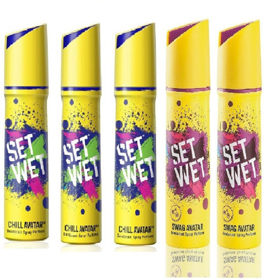

Set Wet 3 Chill Avatar And 2 Swag Avatar (pack of 5 ) Deodorant Spray - For Men(150 ml, Pack of 5)