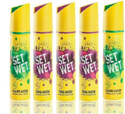 

Set Wet 2 Charm Avatar And 3 Swag Avatar ( Set of 5 ) Deodorant Spray - For Men(150 ml, Pack of 5)
