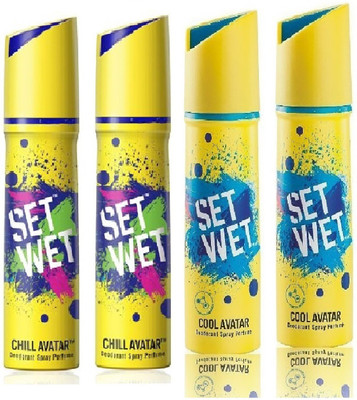 

Set Wet 2 chill Avatar 2 cool Avatar set of 4 Deodorant Spray - For Men(150 ml, Pack of 4)