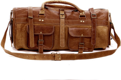 

Anshika International (Expandable) real leather travel luggage bag Travel Duffel Bag(Brown)