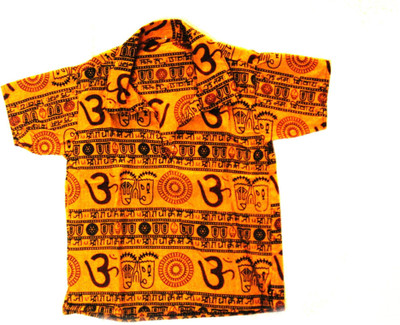 

DivineAura Shivhom Om Printed Tshirt For 2 year Baby Boys & Girls Festive & Party Kurta & Waistcoat Set(Orange Pack of 1