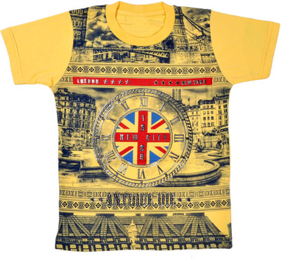 

Hey Baby Boys Graphic Print Cotton T Shirt(Yellow, Pack of 1