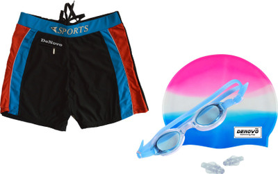 

DeNovo Swim Cap Goggle Trunk (3XL Size) Swimming Kit