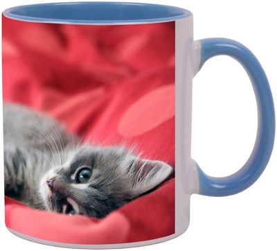 Arkist lazy kitty Ceramic Mug(340 ml), Multicolor