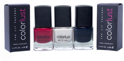 

Colorlust Matte Nails Charcoal Black matte, Raspberry Red matte, Chalk White matte(Pack of 3)