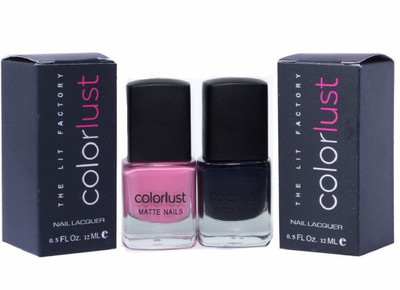 

Colorlust Nails Charcoal Black matte, Pink Frosting matte(Pack of 2)