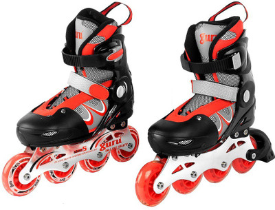 

Guru Comfortable size large and wheels size 80mm In-line Skates - Size 6-8 UK(Multicolor), Red;black
