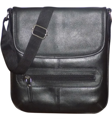 

Kan Men & Women Casual Black Genuine Leather Messenger Bag
