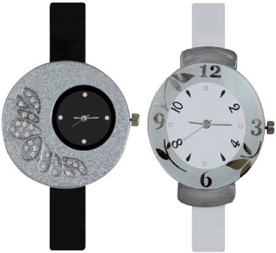 LEBENSZEIT NEW BEAUTIFUL DIAMOND BLACK LEAF PRINT WHITE FASHION COMBO FOR YOUR STYLE Watch  - For Women   Watches  (LEBENSZEIT)