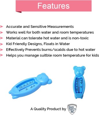 

Safe-O-Kid Pack of 4 - Teddy Shaped, Sensitive Bath/Room Thermometer(Blue)