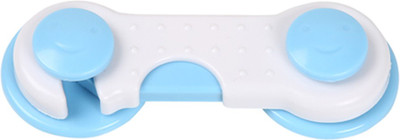 Safe-O-Kid Easy to Use, Dotted with Smiley Ends Child Proof Cabinet Lock (Pack of 4)(WHITE & BLUE)