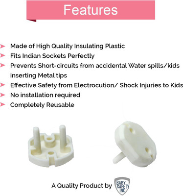 

Safe-O-Kid Pack of 4 - High Insulation Anti-Shock Electric Socket Guards(White)