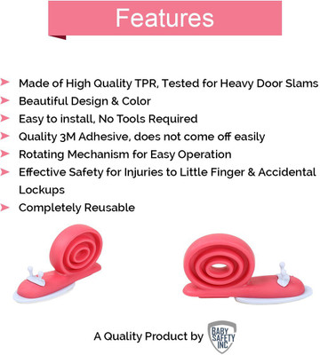 

Safe-O-Kid Pack of 2 - Rotating Snail Shaped, Fit-all Finger Guard(Pink)