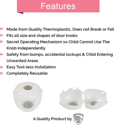 

Safe-O-Kid Pack of 2 - Effective anti-locking Door Knob Case(White)