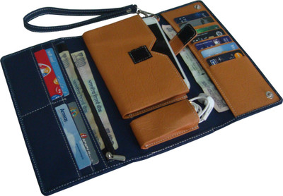 

SAW LEATHER GOODS Casual Blue, Tan Clutch