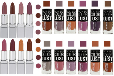 

Ramble Lipstick and Nail polish Neon Shades Gift Pack set combo(Set of 20)