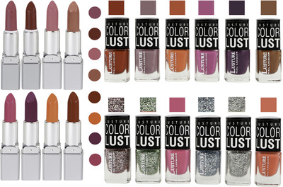 Ramble Lipstick and Nail polish Neon Shades Gift Pack set combo(Set of 20)