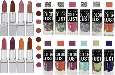

Ramble Lipstick and Nail polish Neon Shades Gift Pack set combo(Set of 20)