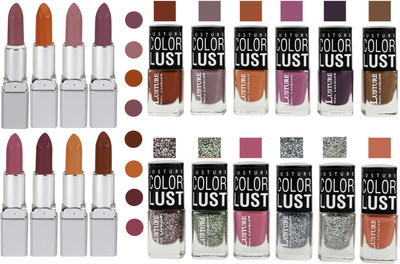

Ramble Lipstick and Nail polish Neon Shades Gift Pack set combo(Set of 20)