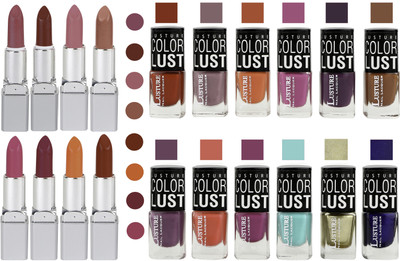 

Ramble Lipstick and Nail polish Neon Shades Gift Pack set combo(Set of 20)