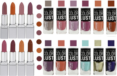 

Ramble Lipstick and Nail polish Neon Shades Gift Pack set combo(Set of 20)
