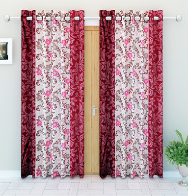 

Bedspun 215 cm (7 ft) Polyester Door Curtain (Pack Of 2)(Floral, Maroon)