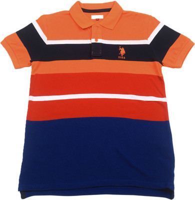 

US Polo Kids Boys Solid Cotton T Shirt, Me orange