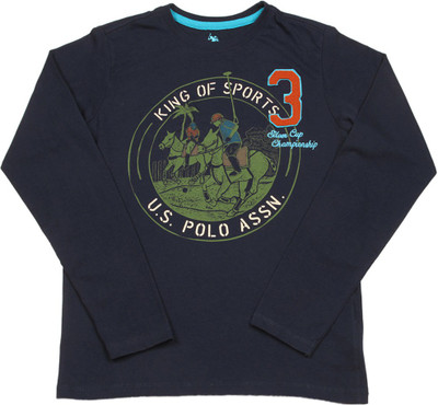 

US Polo Kids Boys Solid Cotton T Shirt, Navy