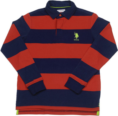 

US Polo Kids Boys Solid Cotton T Shirt, Med red