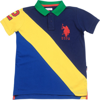 

US Polo Kids Boys Solid Cotton T Shirt, Med yellow