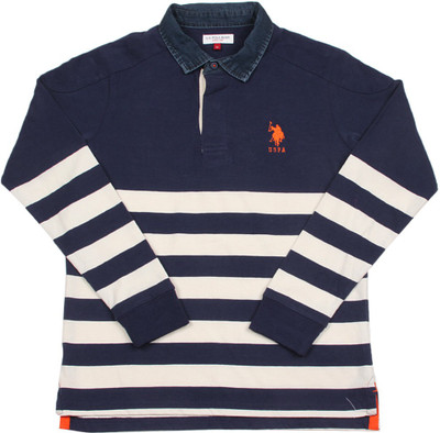 

US Polo Kids Boys Solid Cotton T Shirt, Uspa blue