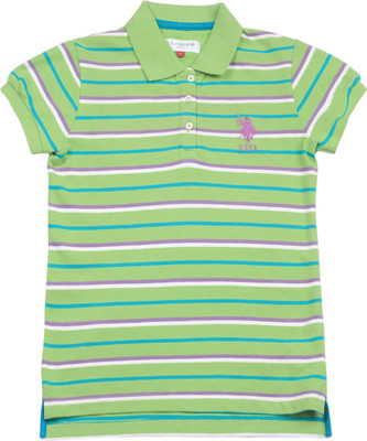 

US Polo Kids Girls Solid Cotton T Shirt, Me. green