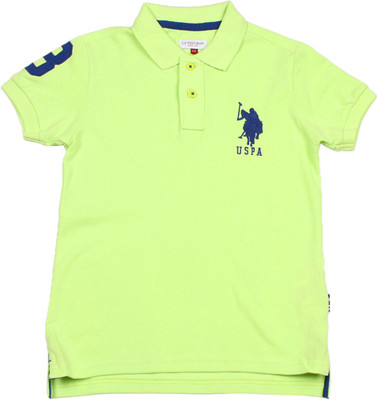 

US Polo Kids Boys Solid Cotton T Shirt, Lt. green