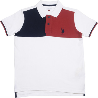 

US Polo Kids Boys Solid Cotton T Shirt, White